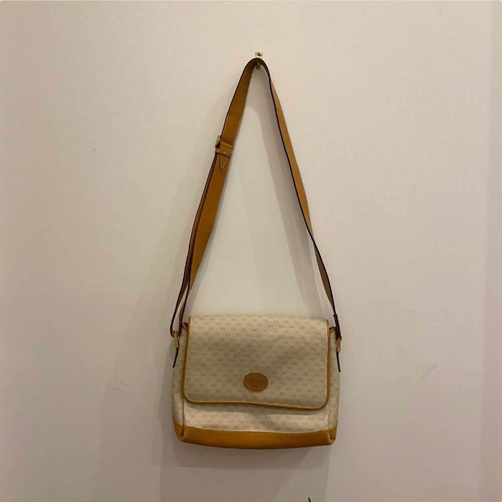 Gucci Beige and Brown Flap Shoulder Bag